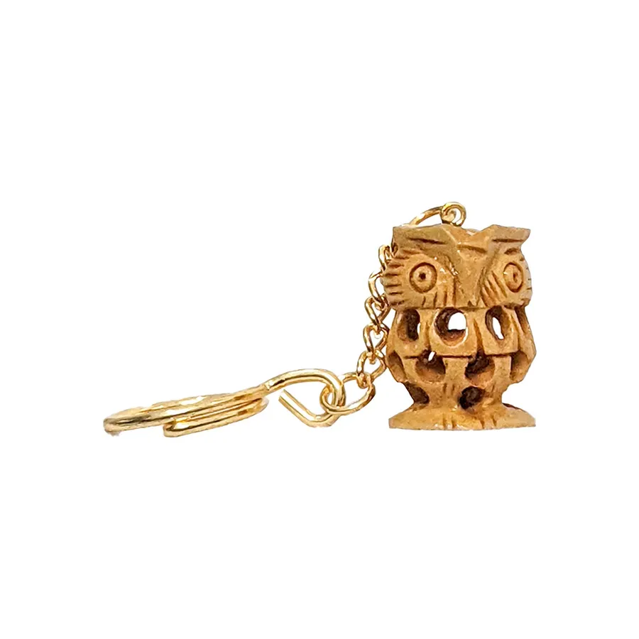 Wooden Owl Keychain - Handmade Carved Wood Key Ring, Set of 5 — wholesale Keychains & Charms by the case