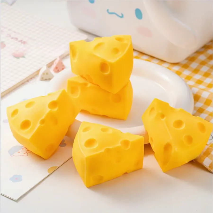 Triangle Yellow Squeeze Soft Cheese Fidget Kids Toy — wholesale Fidgets & Sensory by the case