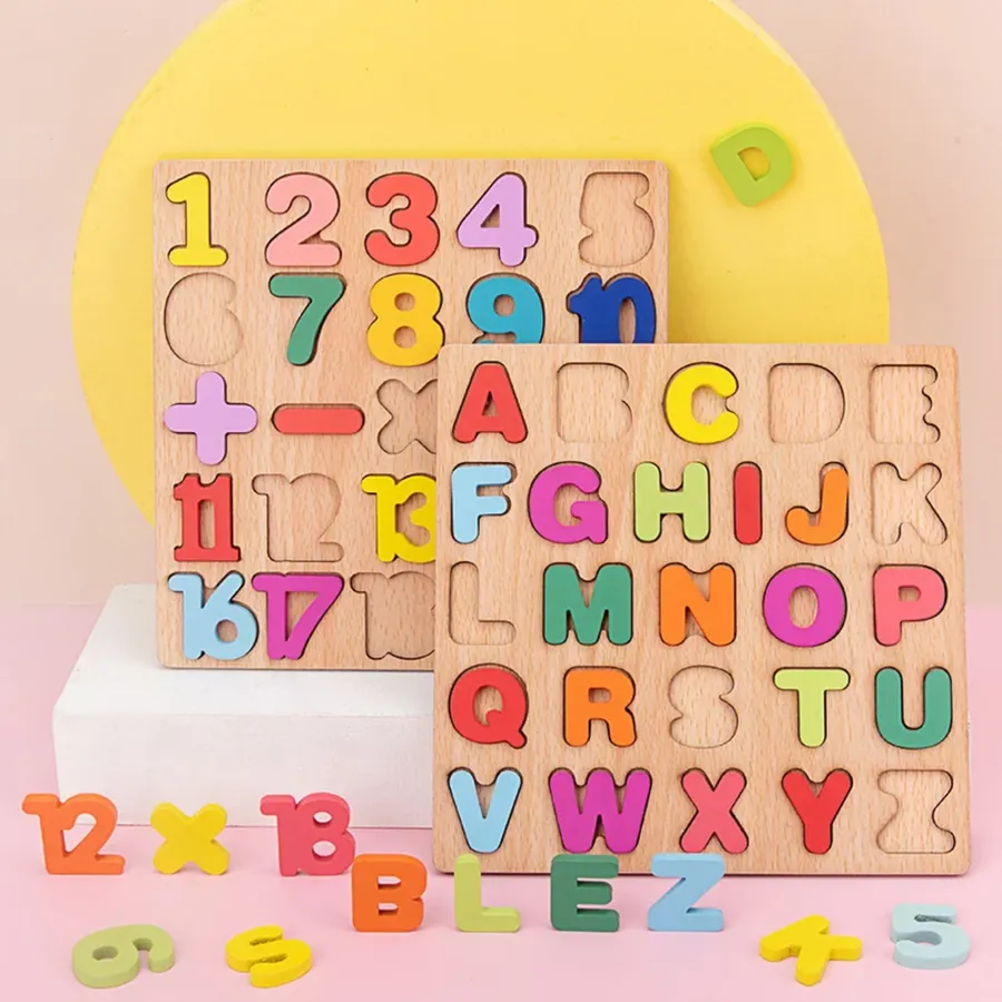 Wooden Alphabet Number Shape Puzzle Board for Kids Assorted — wholesale Toys & Games by the case
