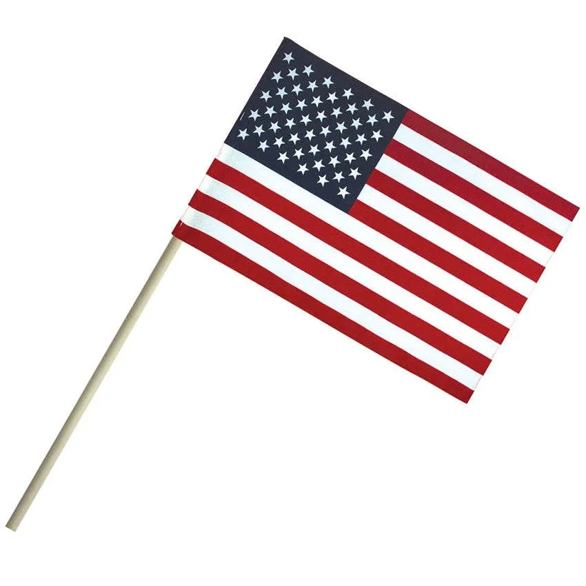 Wholesale American 4 x 6 Inch Cloth Flag With Stick for Wall Hanging (MOQ-6) — wholesale Home & Décor by the case