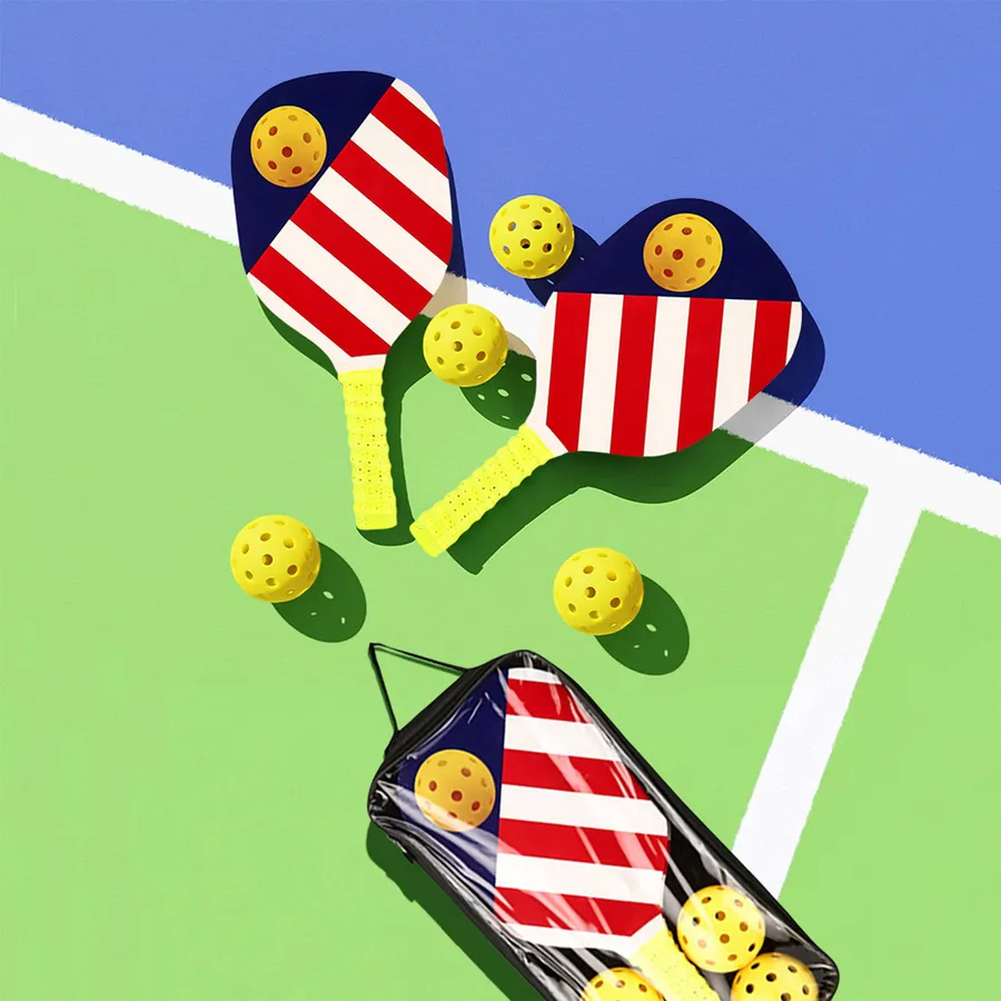 USA Flag Printed Pickleball Ball and Paddle Set For Kids — wholesale Home & Décor by the case