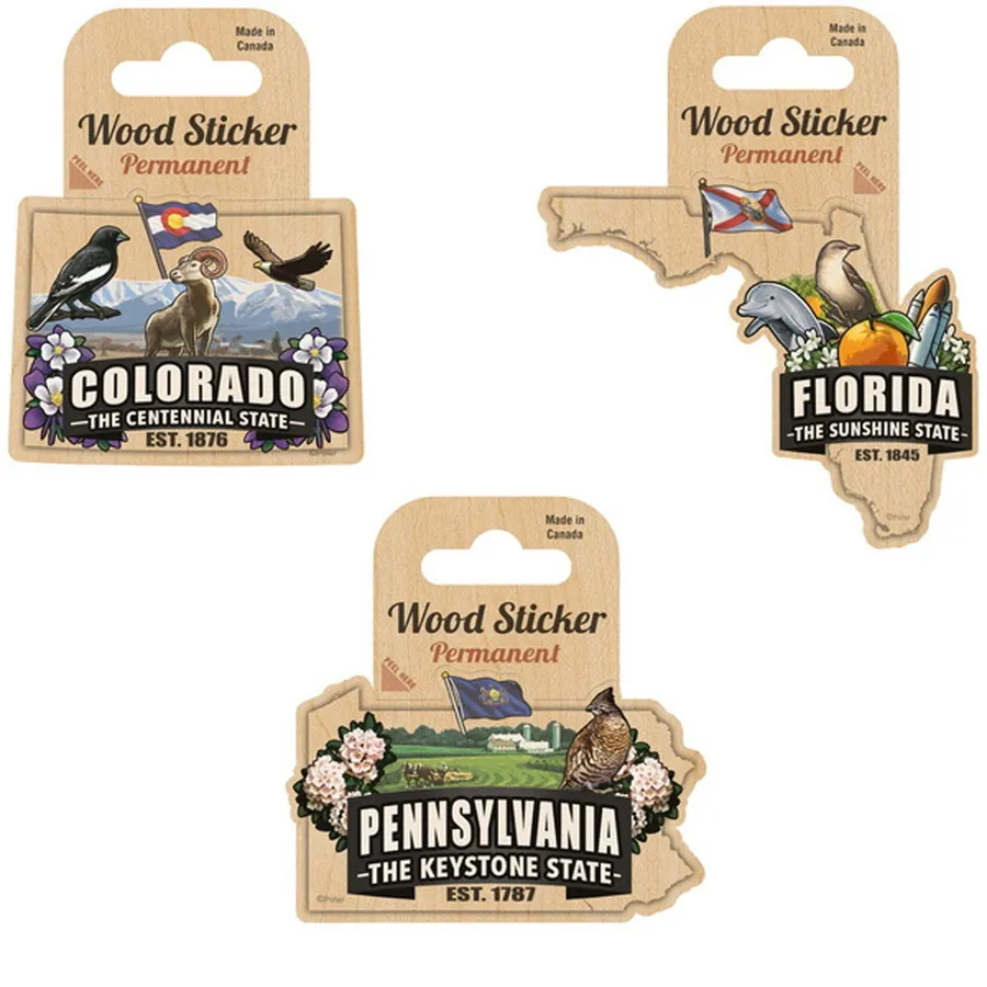 Kids Permanent State Classic Wood Sticker | Sold by Piece — wholesale Stationery & Office by the case