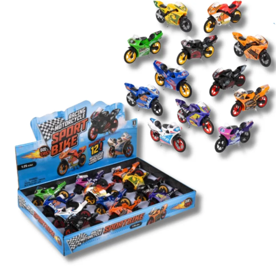 Diecast Sports Motorcycle Kids Play Toy- Assorted — wholesale Toys & Games by the case