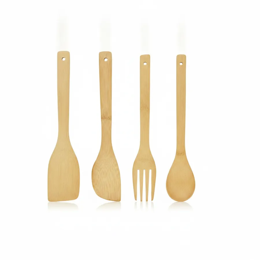 Bamboo Spoon Set - Durable Kitchen Utensils, 4-Piece — wholesale Kitchen & Drinkware by the case