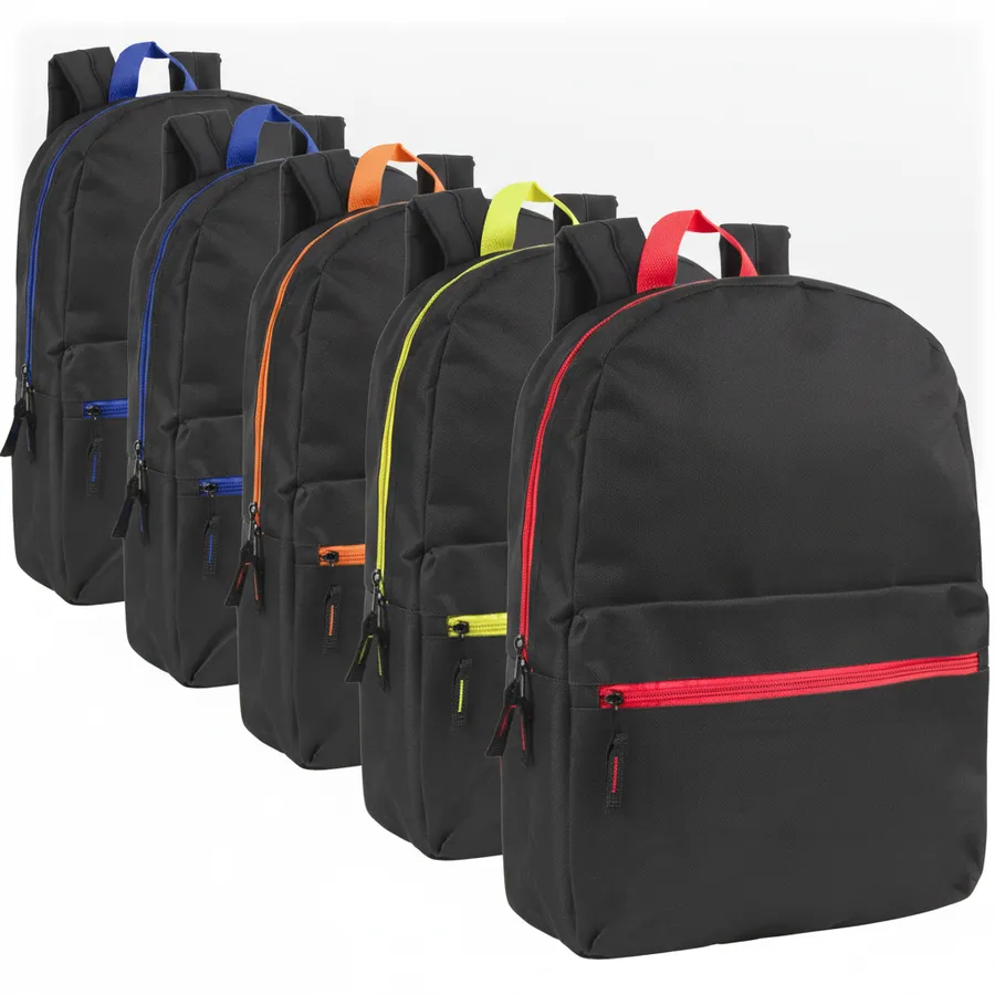 Classic 17-Inch Everyday Backpack in Assorted Colors - Durable School and Travel Bag — wholesale Bags & Backpacks by the case