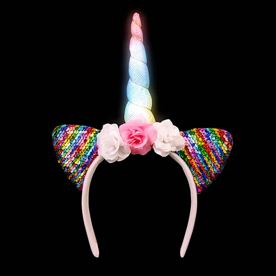 Light Up Sequin Unicorn Kids Headband — wholesale Apparel & Accessories by the case