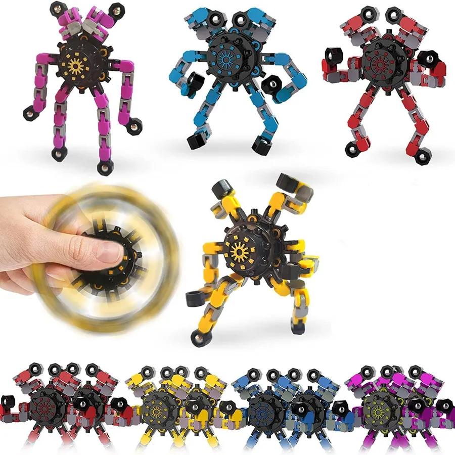 Fidget Robot Fingertip Spinner Kids Sensory Toy - Transformable Assorted — wholesale Fidgets & Sensory by the case