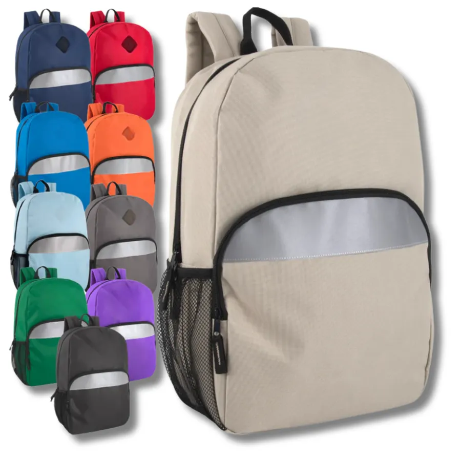 17'' Reflective Back To School Backpack with Side Pocket — wholesale Bags & Backpacks by the case