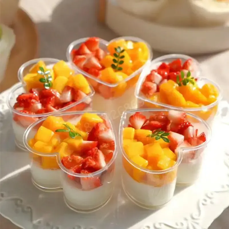 Mini Heart Shaped Mousse Cups – Transparent Disposable — wholesale Kitchen & Drinkware by the case