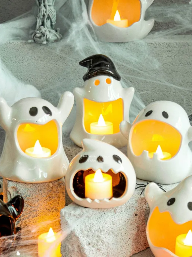 Ghost Candlestick Pumpkin Lamp Home Décor — wholesale Home & Décor by the case
