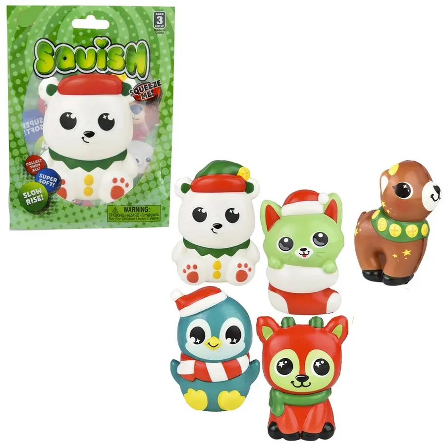 Mini Animal Holiday Squish Kids Toy- Assorted — wholesale Plush & Squishies by the case