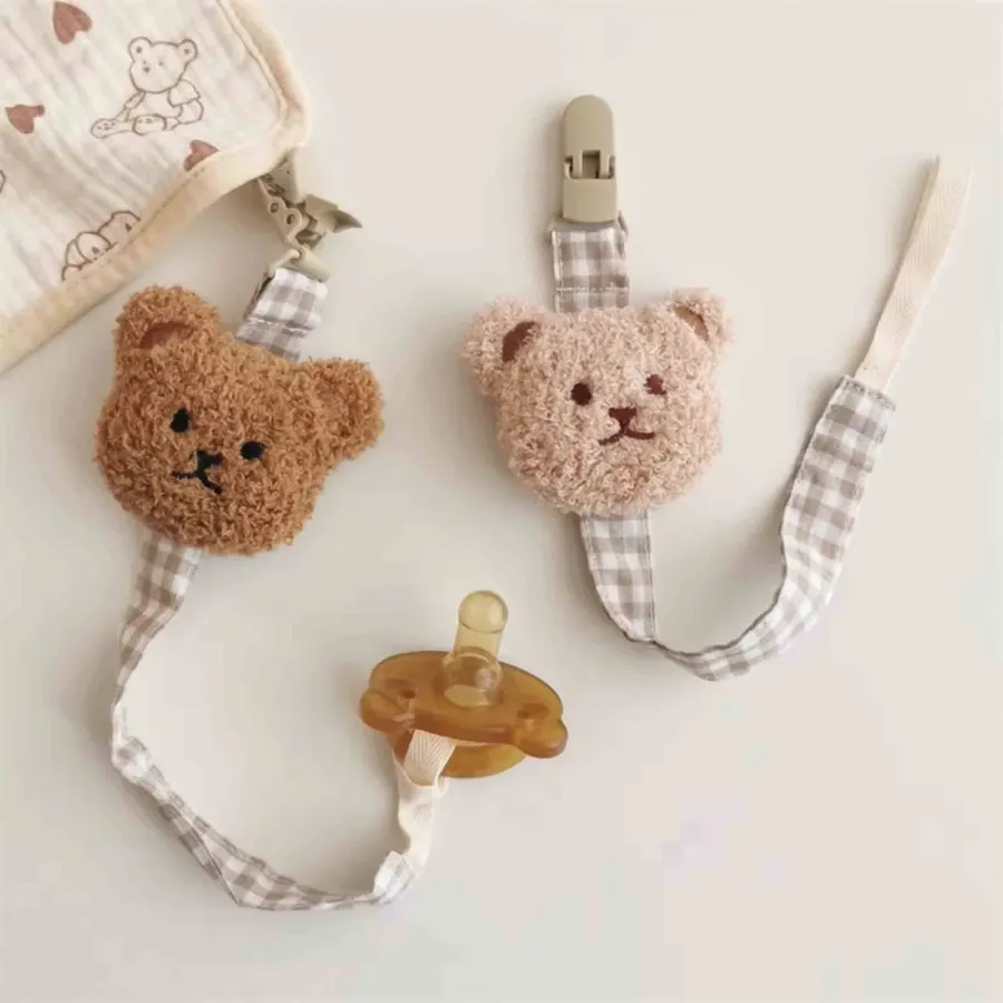 Fluffy Bear Pacifier With Clip For Kids — wholesale Fidgets & Sensory by the case