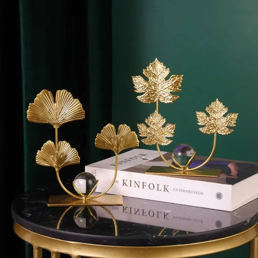 Iron Maple Leaf Crystal Ball Ornaments For Home Décor — wholesale Home & Décor by the case