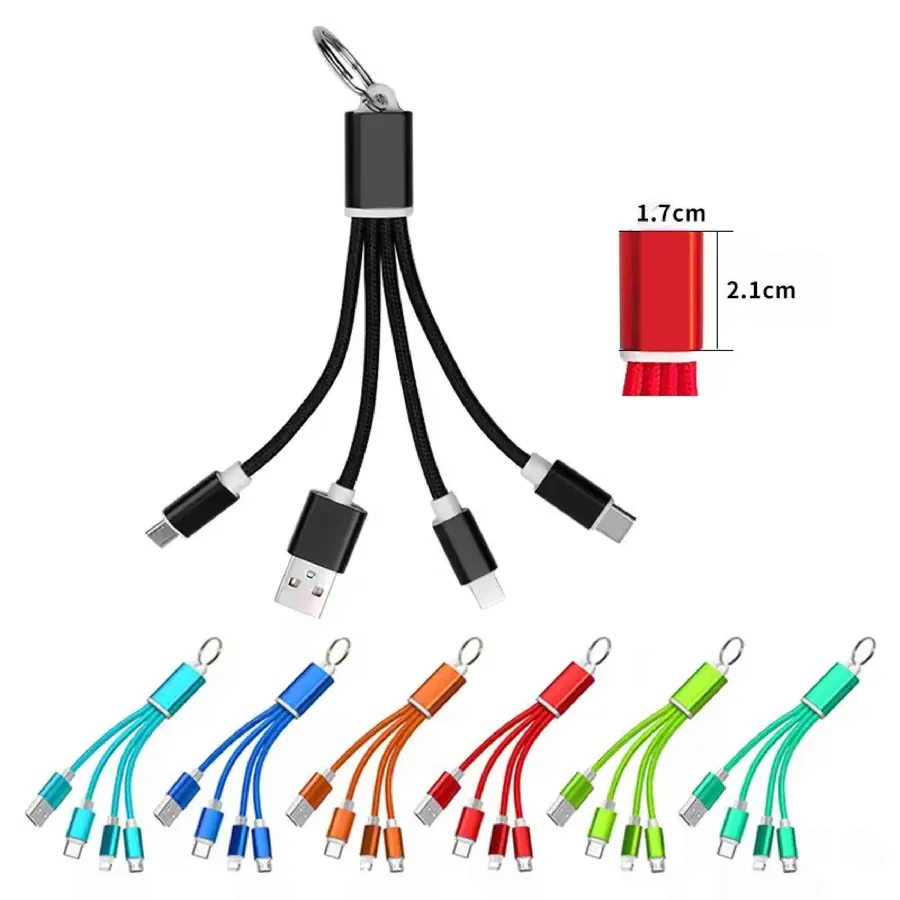 3-in-1 Fast Charging USB Cable Keychain — wholesale Keychains & Charms by the case