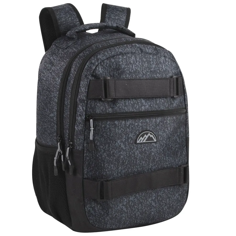 19-Inch Skateboard Backpack with Laptop Sleeve - Heather Grey Commuter Travel Bookbag — wholesale Bags & Backpacks by the case