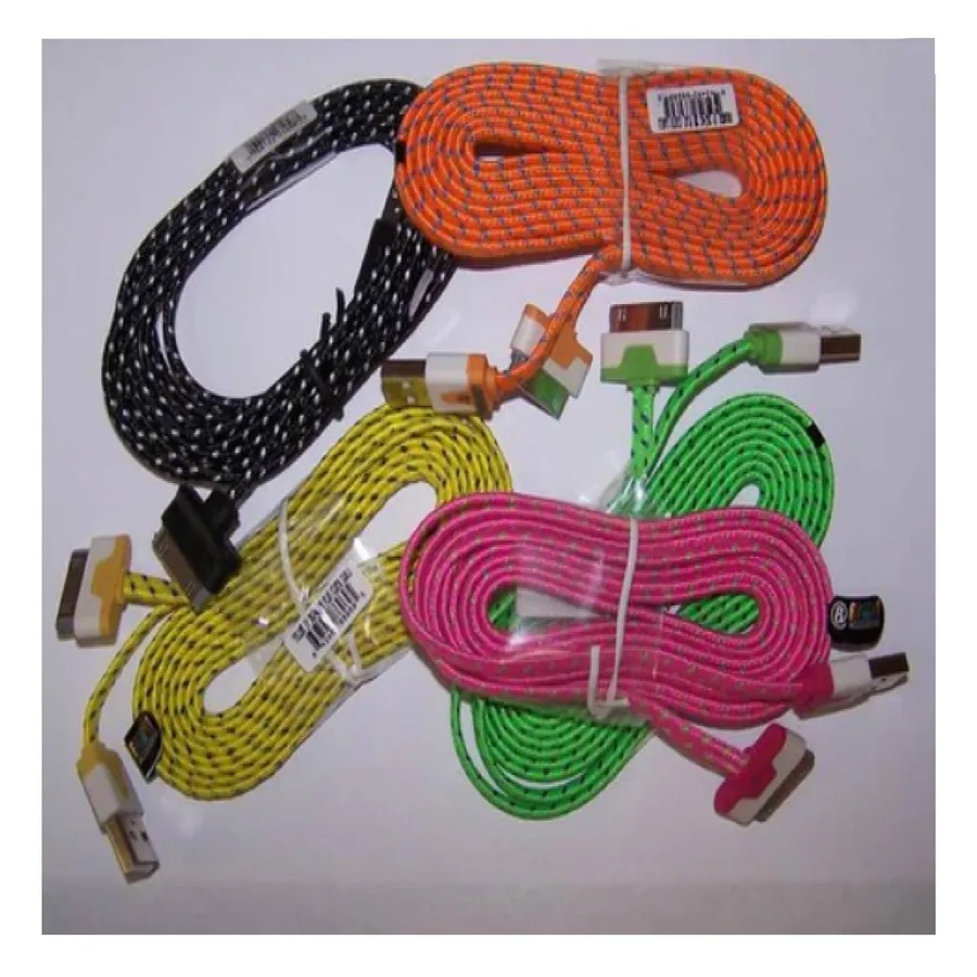 New Colorful 6 Foot Braided Cloth Charging Cord- Assorted — wholesale Tech & Gadgets by the case
