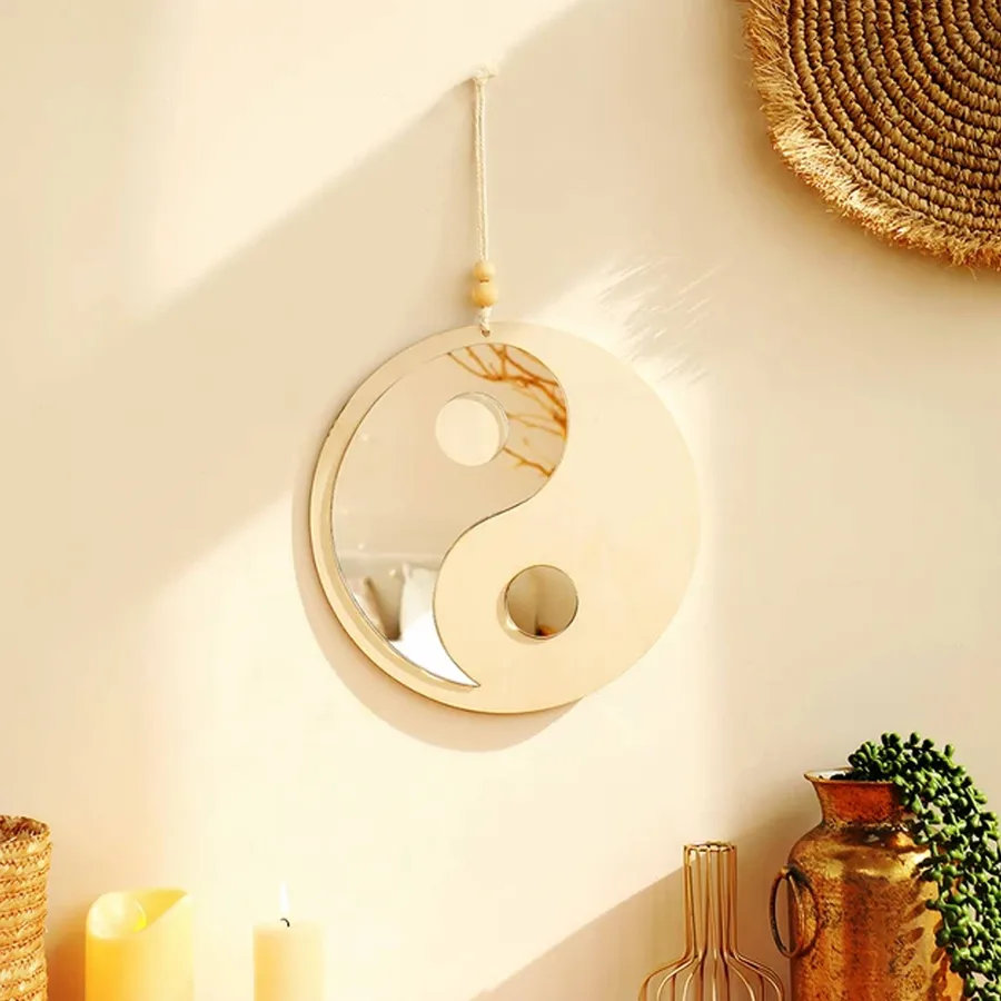 Hanging Wooden Mirror For Ornaments — wholesale Home & Décor by the case