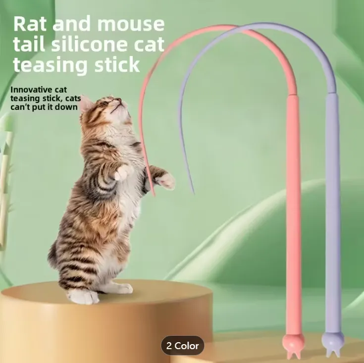 Interactive Hunting Silicone Cat Wand Toy - Assorted — wholesale Pet by the case