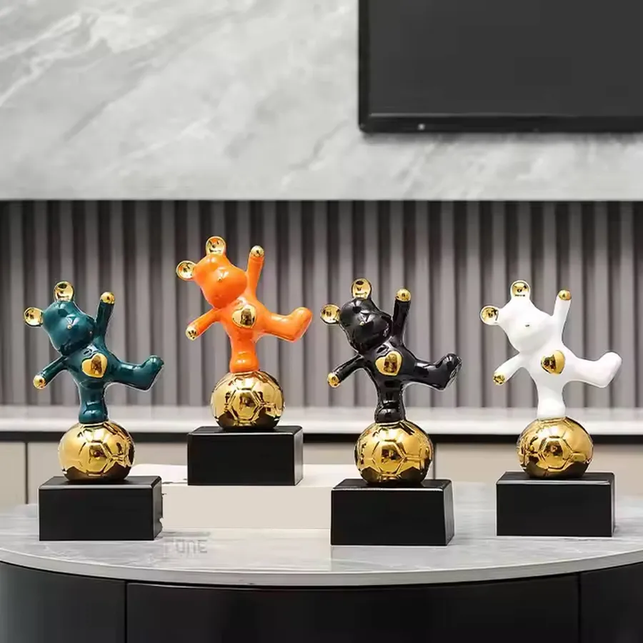 Creative Ceramic Football Bear For Home Décor - Assorted — wholesale Home & Décor by the case