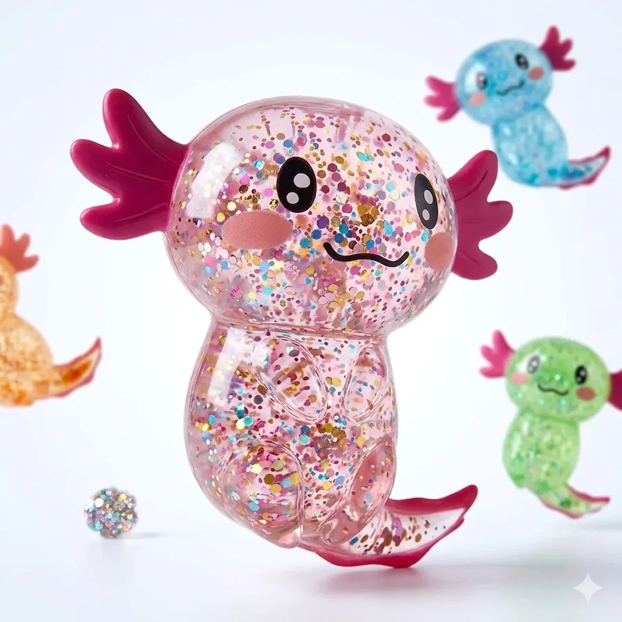 Axolotl Squishy Fidget Toy – Glitter Stress Relief — wholesale Fidgets & Sensory by the case