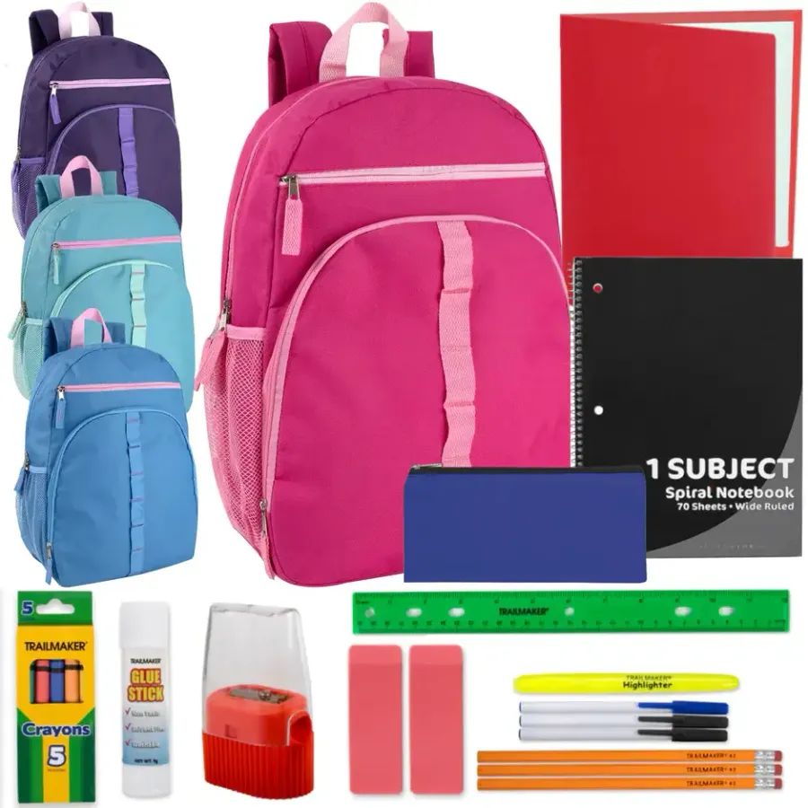 20 Pcs Backpack Back To School Supply Kit Assorted — wholesale Bags & Backpacks by the case