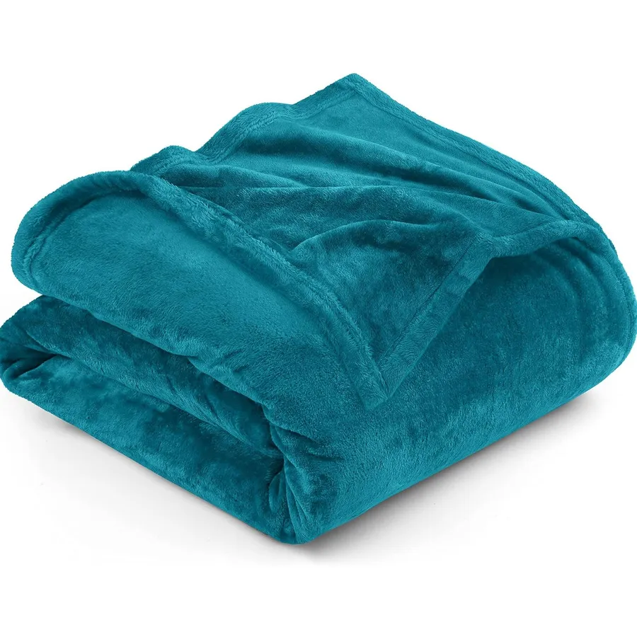 Flannel Fleece Blanket - Luxury Turquoise Bedding, Queen/King — wholesale Home & Décor by the case