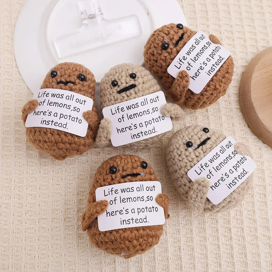Mini Knitting Positive Potato with Card Home Décor — wholesale Tech & Gadgets by the case