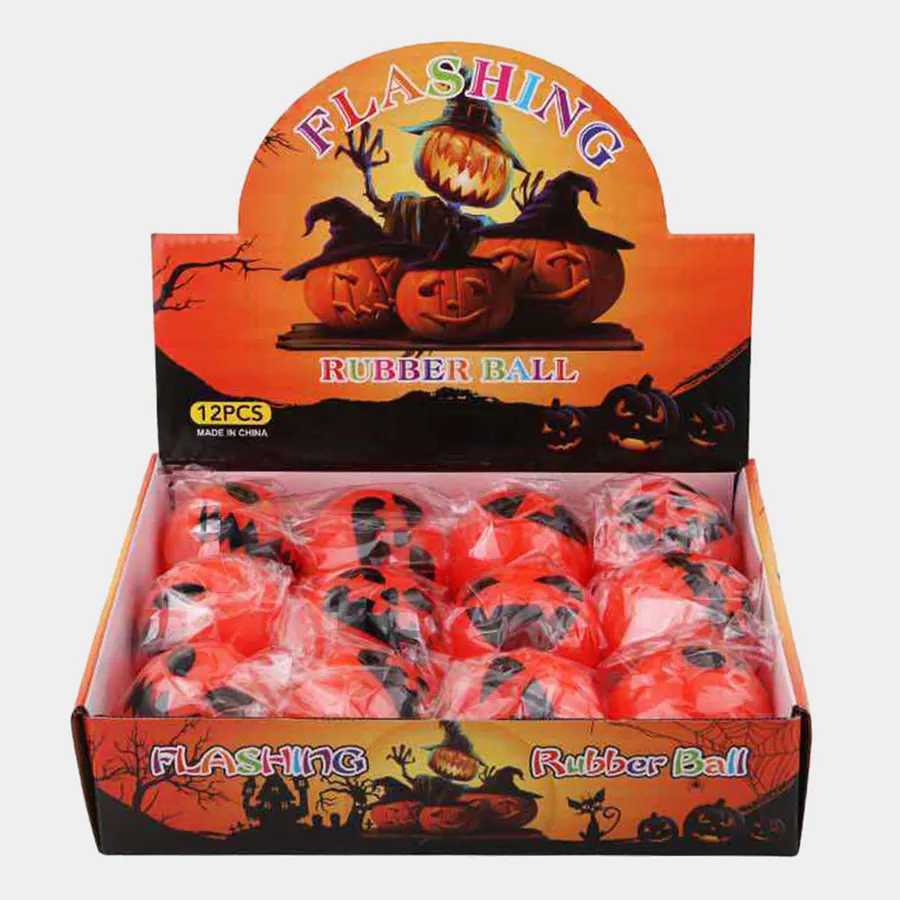 Halloween Pumpkin Flashing Rubber Ball — wholesale Seasonal & Holiday by the case