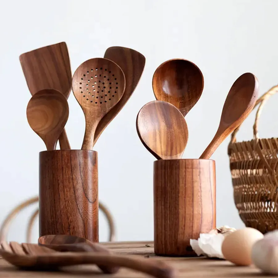 Wooden Cooking Utensils Set For Kitchen- Assorted — wholesale Kitchen & Drinkware by the case