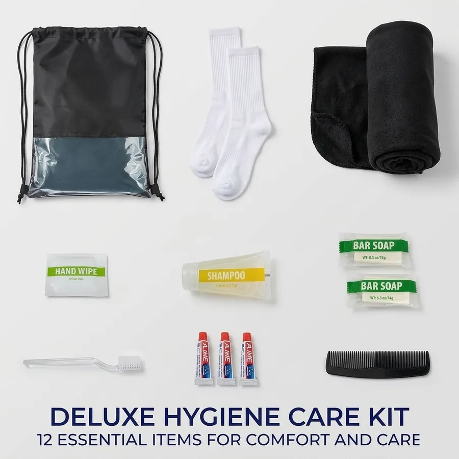 Complete Hygiene Care Kit with Blanket & Travel Bag — wholesale Bags & Backpacks by the case