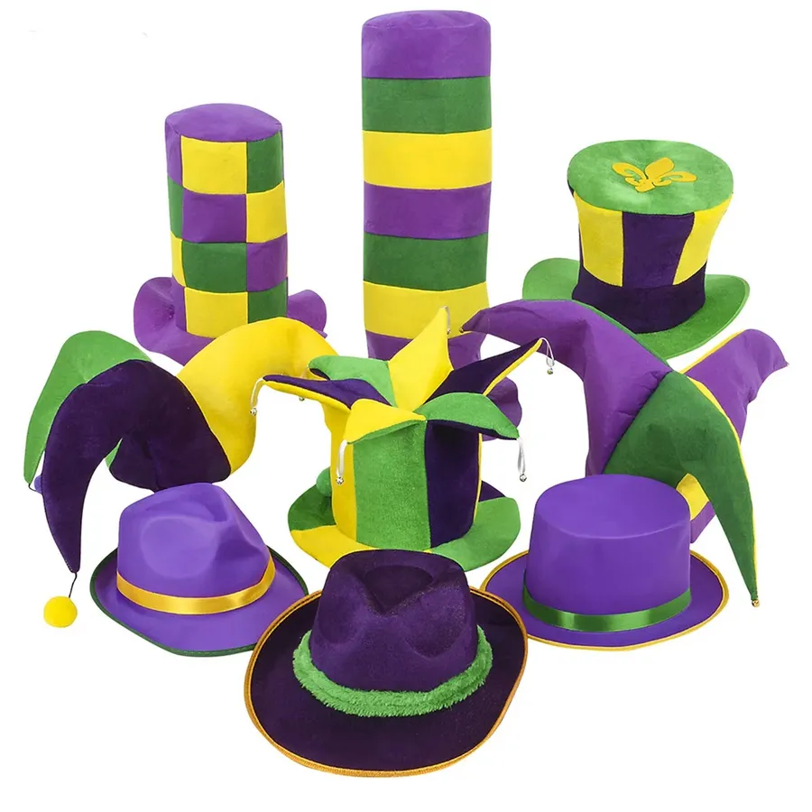 Soft Cozy Mardi Gras Themed Hat - Assorted — wholesale Seasonal & Holiday by the case
