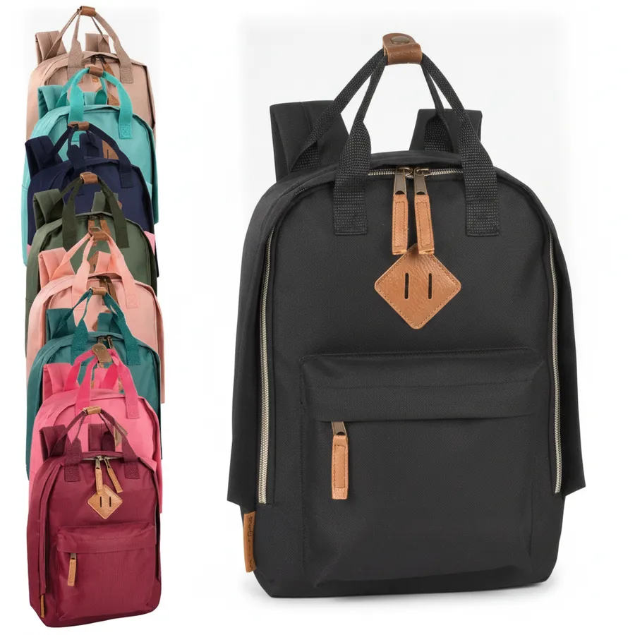 Squared Mini Backpack with Twin Top Handles - Everyday Travel and Kids Bag — wholesale Bags & Backpacks by the case