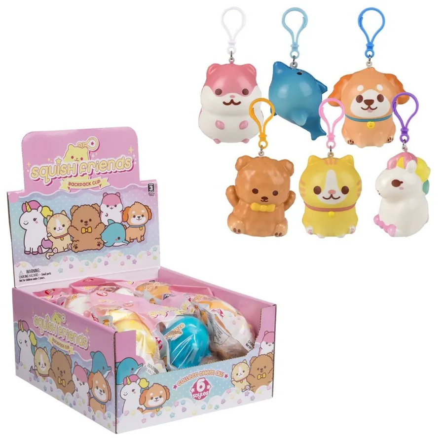 Kawaii Animal Squishy Keychains - 30pc Assorted Fidget Bulk — wholesale Fidgets & Sensory by the case