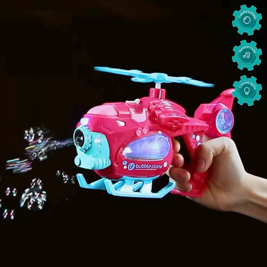 Flashing Light Electric Machine Aircraft Bubble Gun For Kids — wholesale Toys & Games by the case