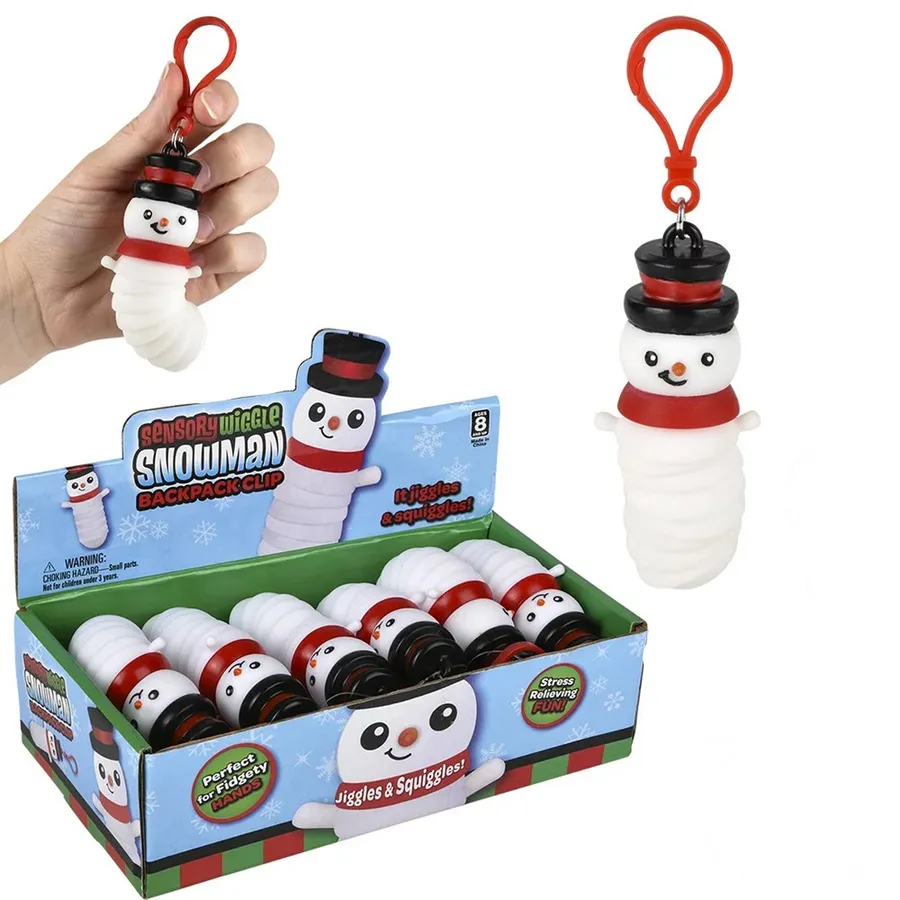 Holiday Snowman Wiggle Fidget Keychain Toy — wholesale Fidgets & Sensory by the case