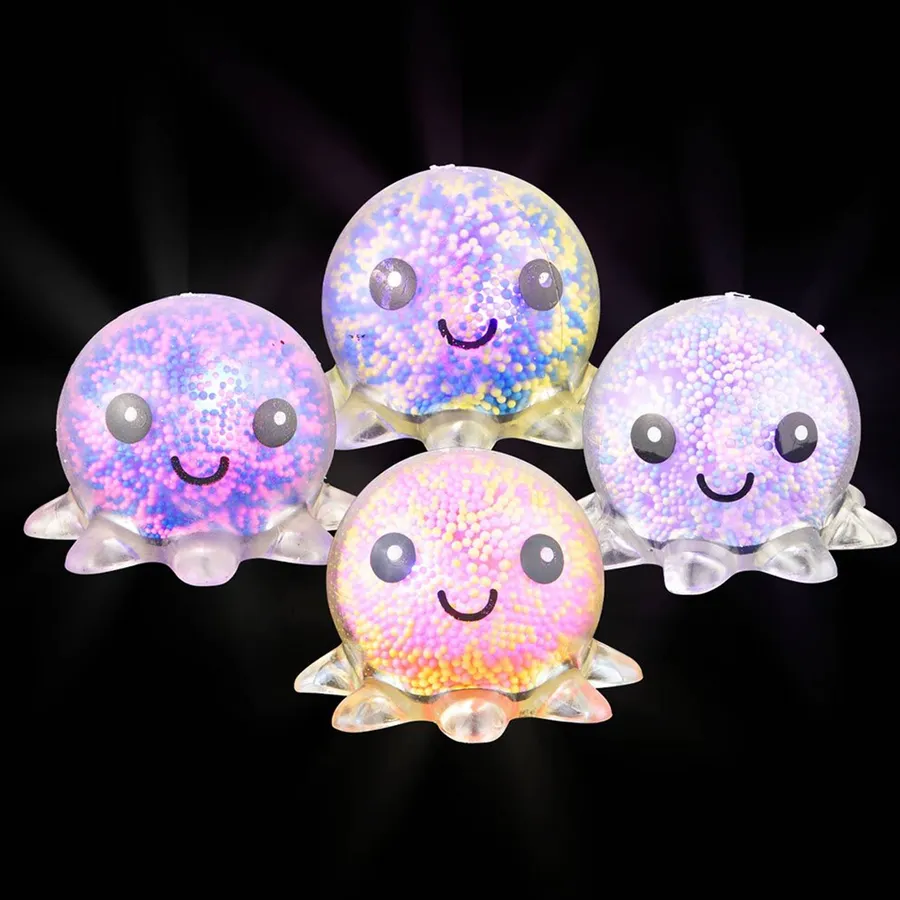 Octopus Light-Up Squish Stretch Beaded Kids Toy — wholesale Plush & Squishies by the case