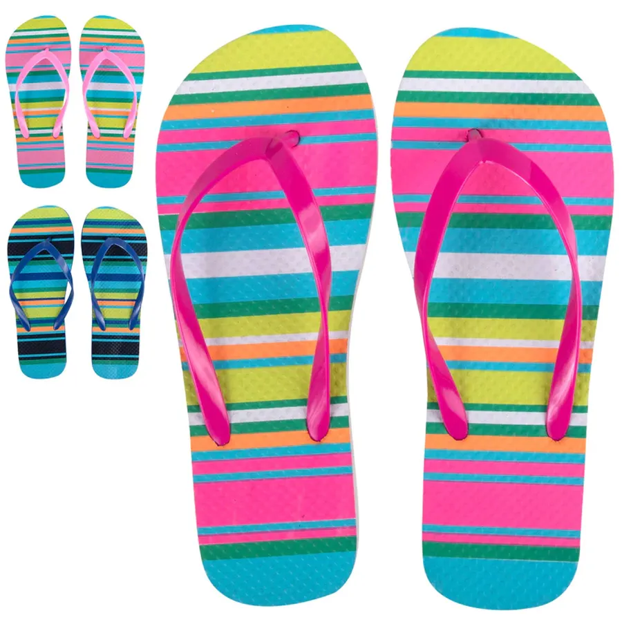 Striped Flip Flops Slippers in Bulk - Assorted — wholesale More Wholesale Goods by the case