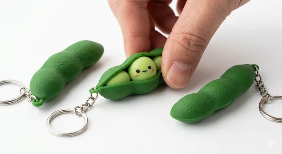 Silent Sensory Edamame Fidget - Stress Relief Keychain — wholesale Fidgets & Sensory by the case