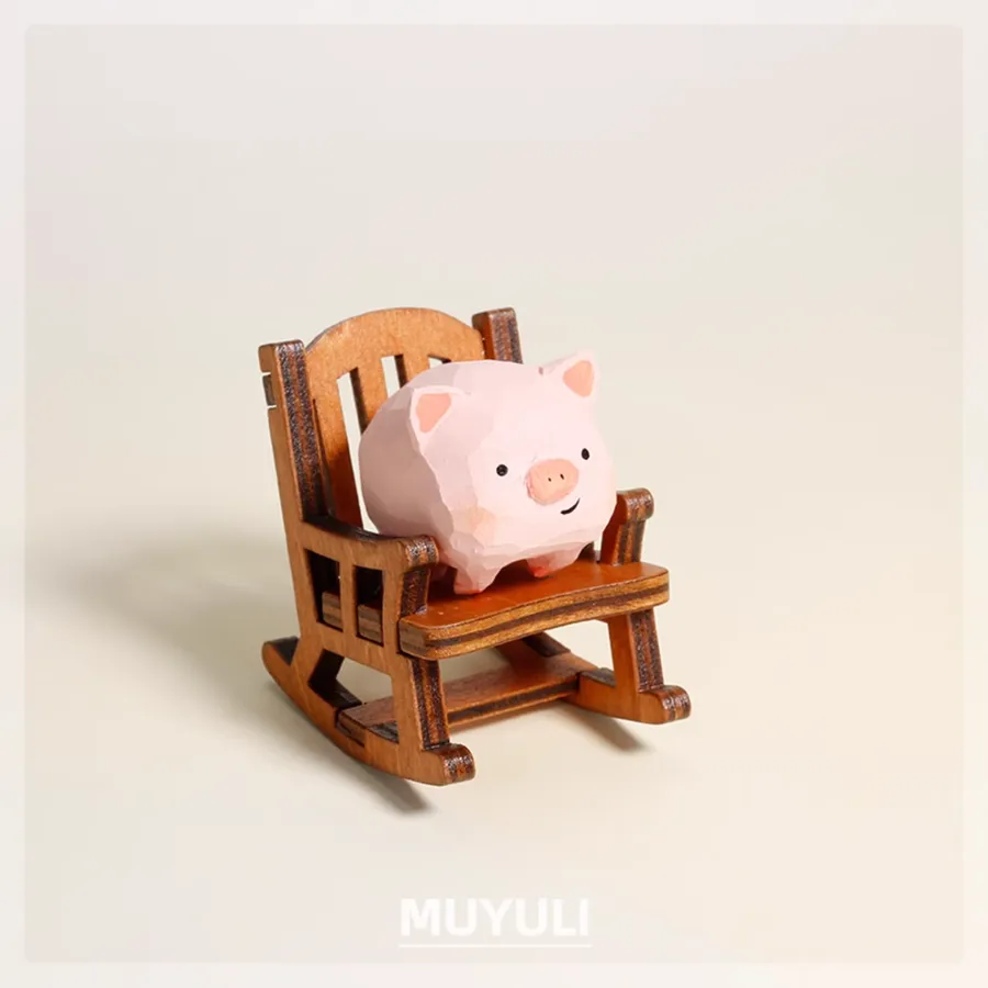 Creative Wood Pig Rocking Chair – Healing Office Desk Gift — wholesale Apparel & Accessories by the case