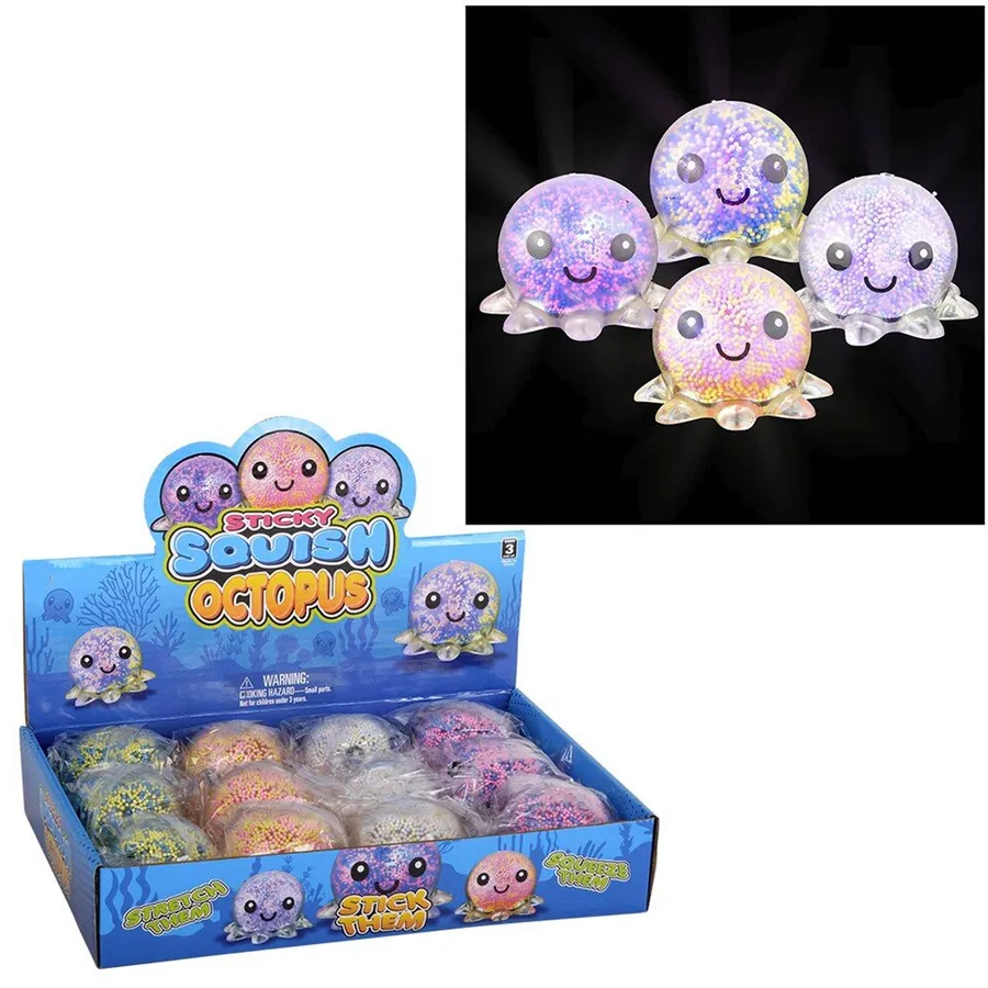 Octopus Light-Up Stretch Fidget Kids Toy- Assorted — wholesale Fidgets & Sensory by the case