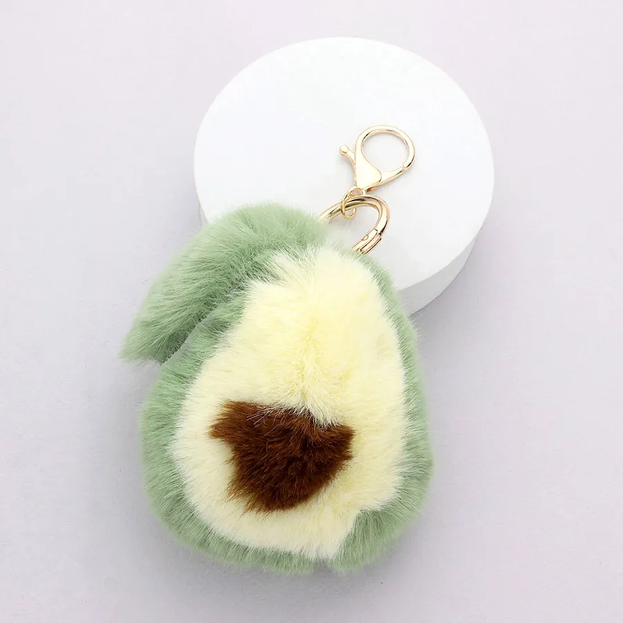 Faux Fur Keychains Avocado Christmas — wholesale Keychains & Charms by the case
