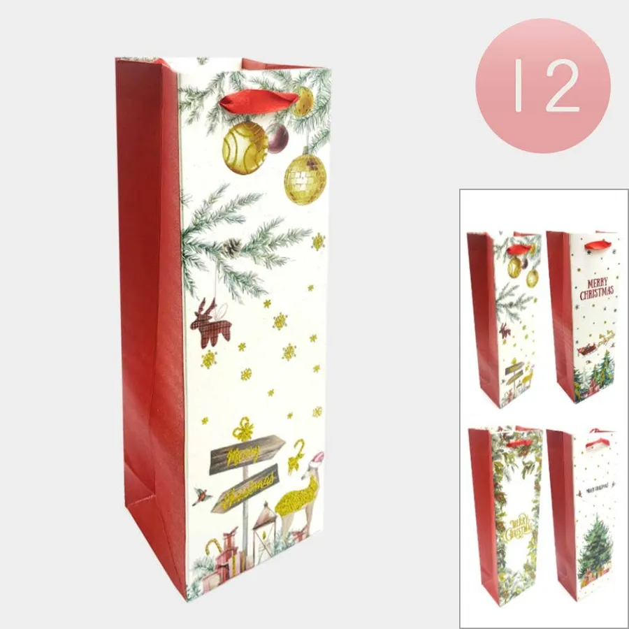 Rudolph Christmas Holiday Printed Wine Gift Bags — wholesale Seasonal & Holiday by the case