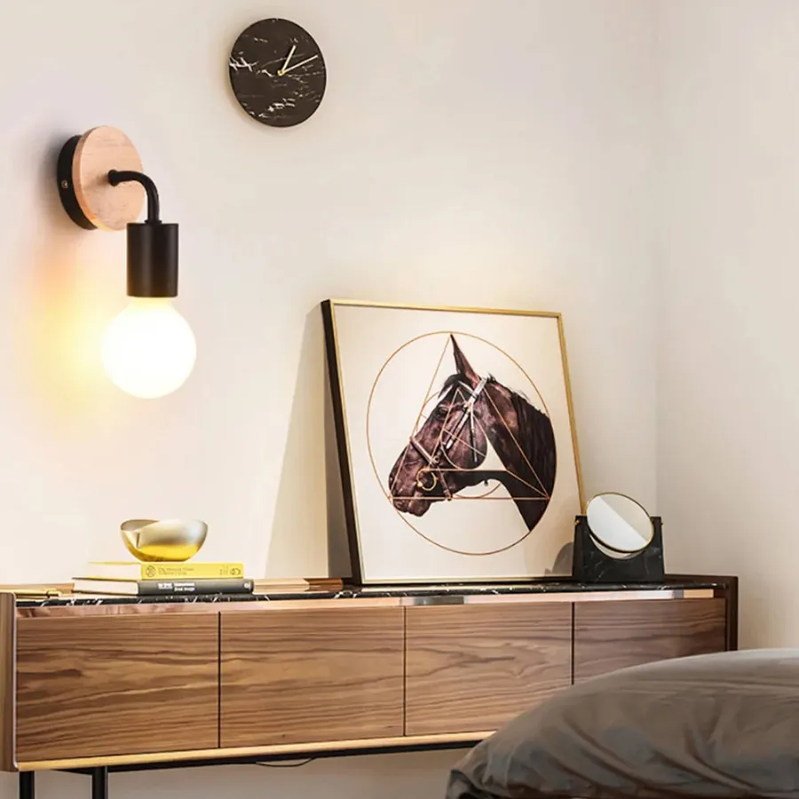 Wooden Wrought Iron Wall Lamp Home Décor — wholesale Home & Décor by the case