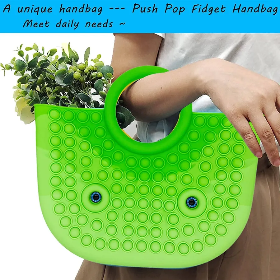 Green Pop It Fidget Tote Bag for Girls & Women's In Bulk — wholesale Fidgets & Sensory by the case