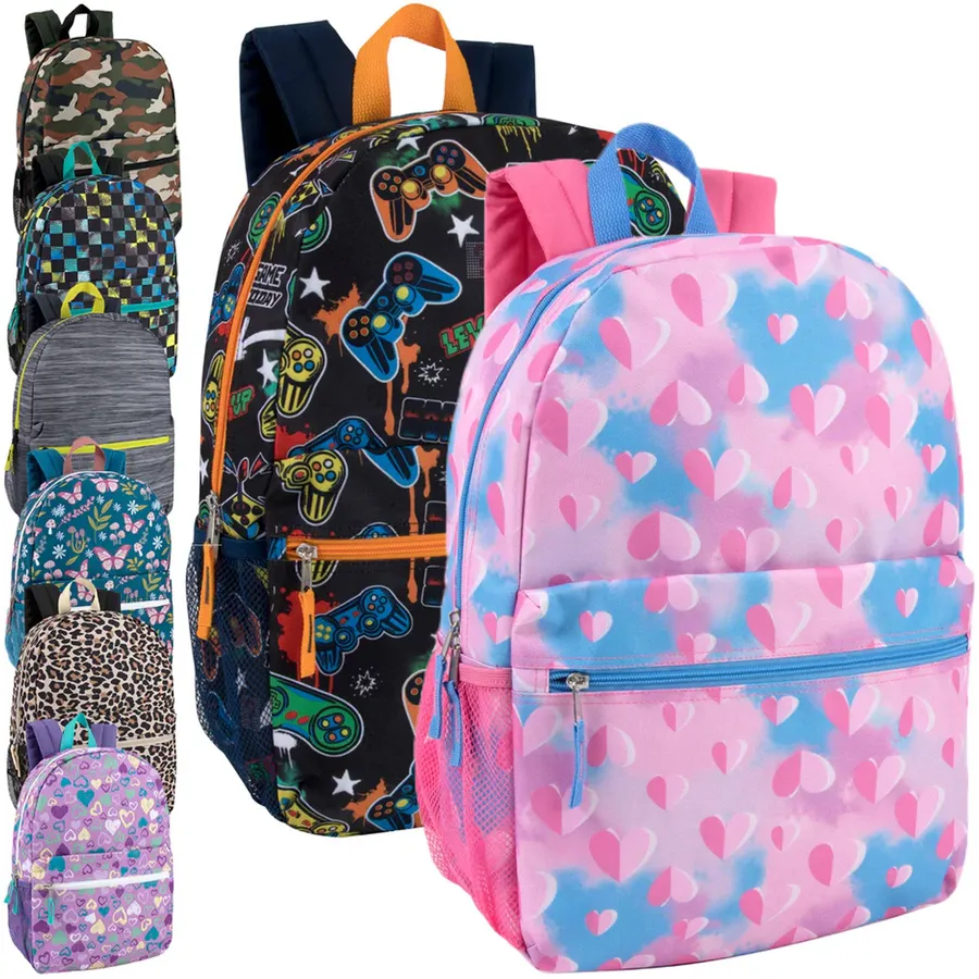 Easter Printed Backpack with Mesh Pocket - Assorted — wholesale Seasonal & Holiday by the case