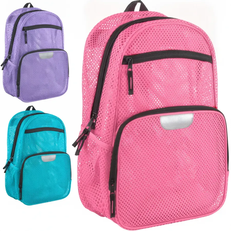 18-Inch Reflective Mesh Backpack - Breathable Jersey School Bookbag in Assorted Colors — wholesale Bags & Backpacks by the case