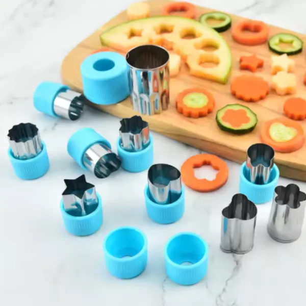 Vegetable Cutter Set — Kids' Snacks & Bento | Star & Heart Shapes | 3-Piece Stainless — wholesale Kitchen & Drinkware by the case