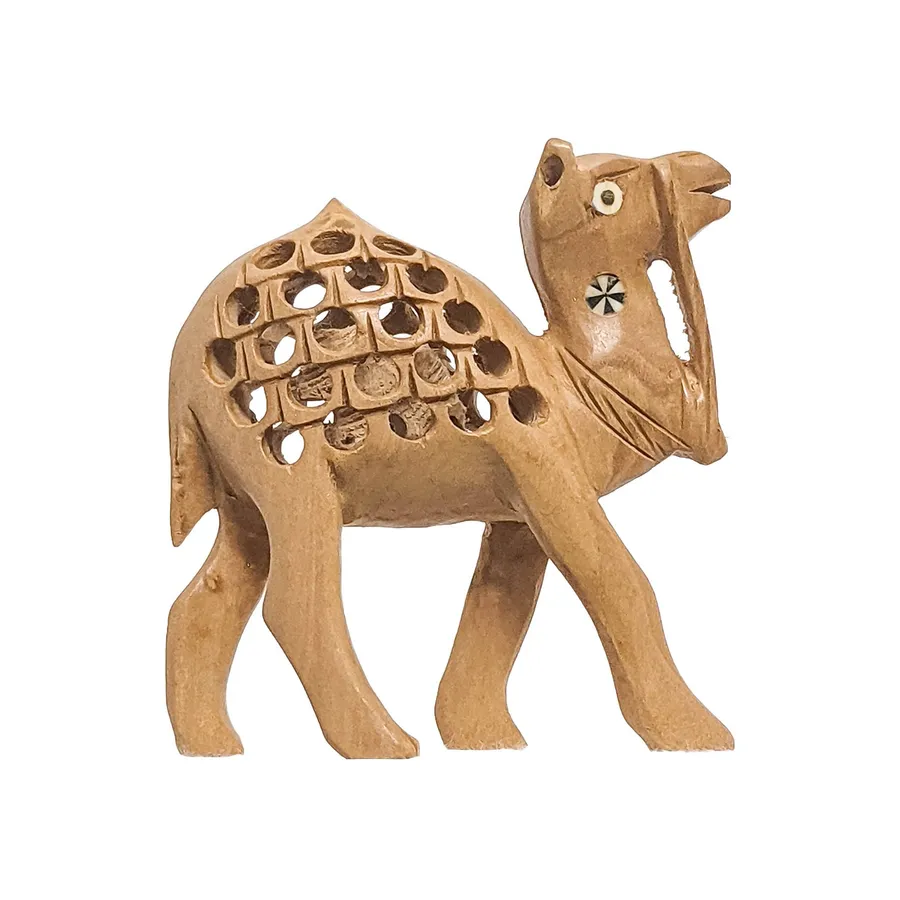 Wooden Camel Set for Decor (4in) — wholesale Home & Décor by the case