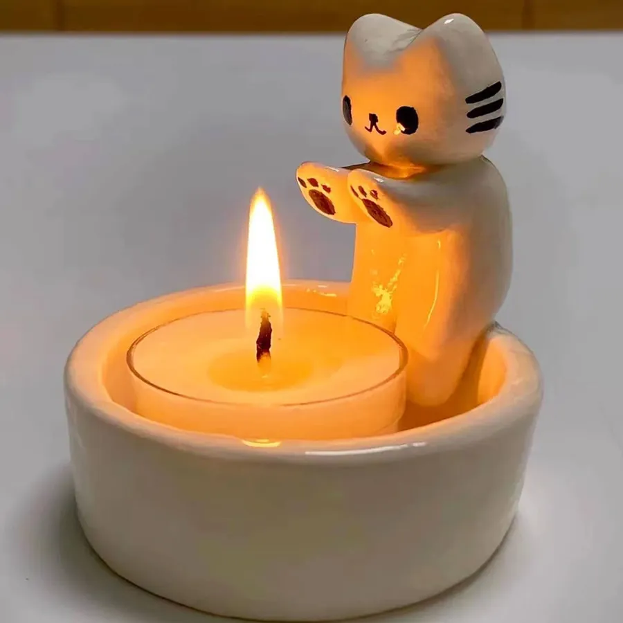 Cute Kitten Candle Holder For Home Décor — wholesale Home & Décor by the case