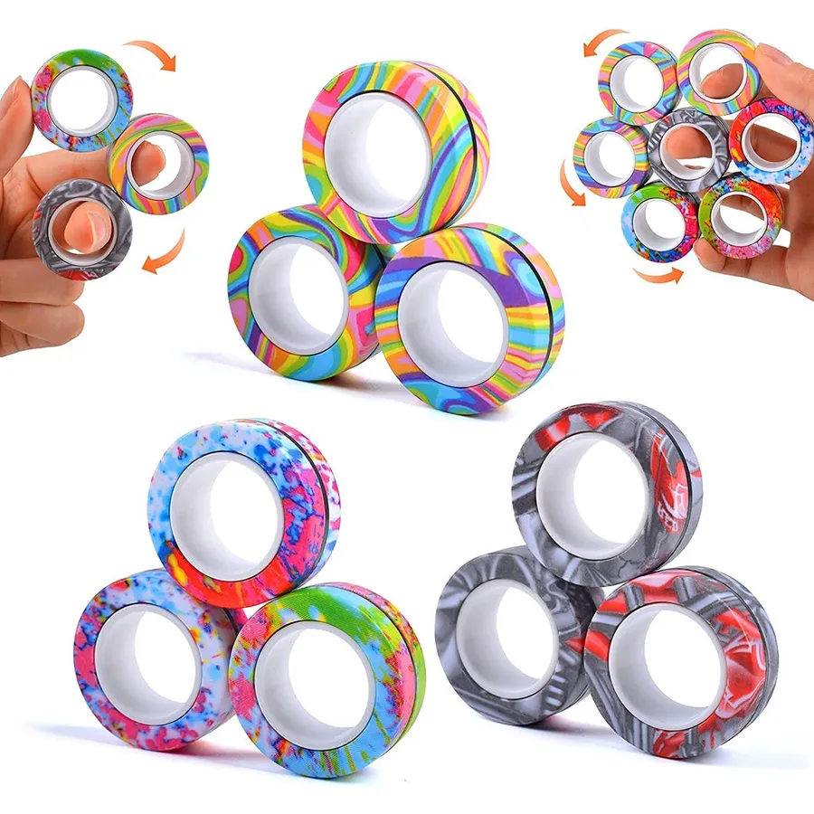 Fidget Magnetic Finger Rings - Kids Sensory Toy for Stress Relief and Focus, Assorted — wholesale Fidgets & Sensory by the case
